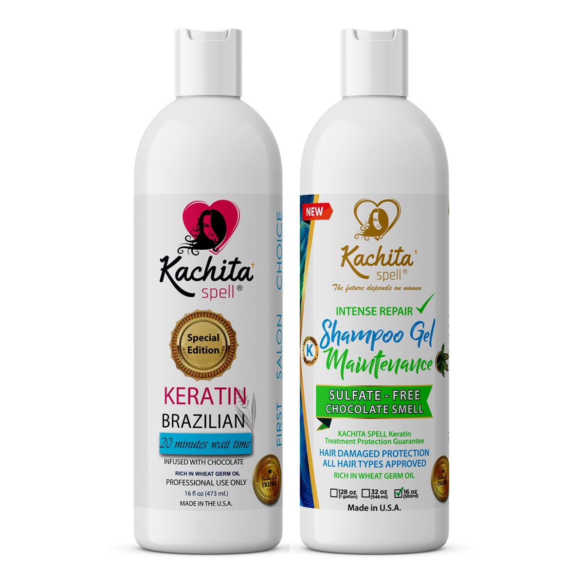 New Brazilian Keratin Hair Treatment Kachita Spell Straighten and Smooth Hair + Maintenance Shampoo Conditioner Beauty & Personal Care Kachita Spell