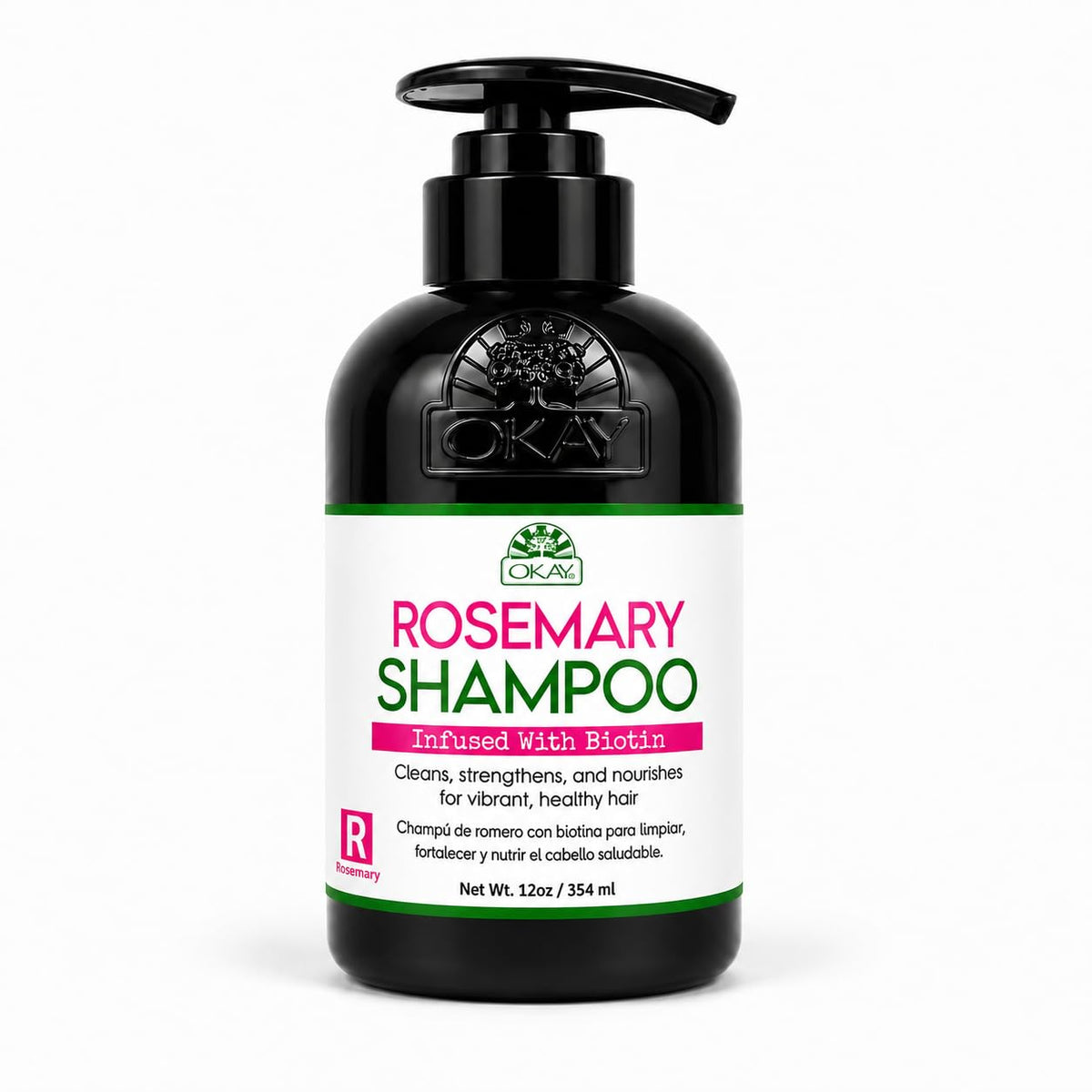 OKAY Rosemary Shampoo with Biotin 12oz - Hair Growth & Strengthening Shampoo, Cleanses Scalp, Reduces Breakage, Moisturizes & Adds Shine, Sulfate