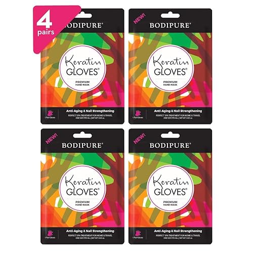 Bodipure Premium Hand Mask Keratin Gloves | Moisturizing Gloves for Dry Hands & Nail-Strengthening & Cuticle Softening | Spa Experience at Home | Beauty & Personal Care Bodipure