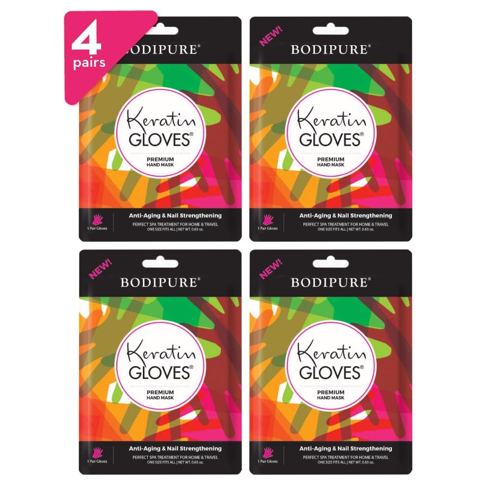 Bodipure Premium Hand Mask Keratin Gloves | Moisturizing Gloves for Dry Hands & Nail-Strengthening & Cuticle Softening | Spa Experience at Home | Beauty & Personal Care Bodipure