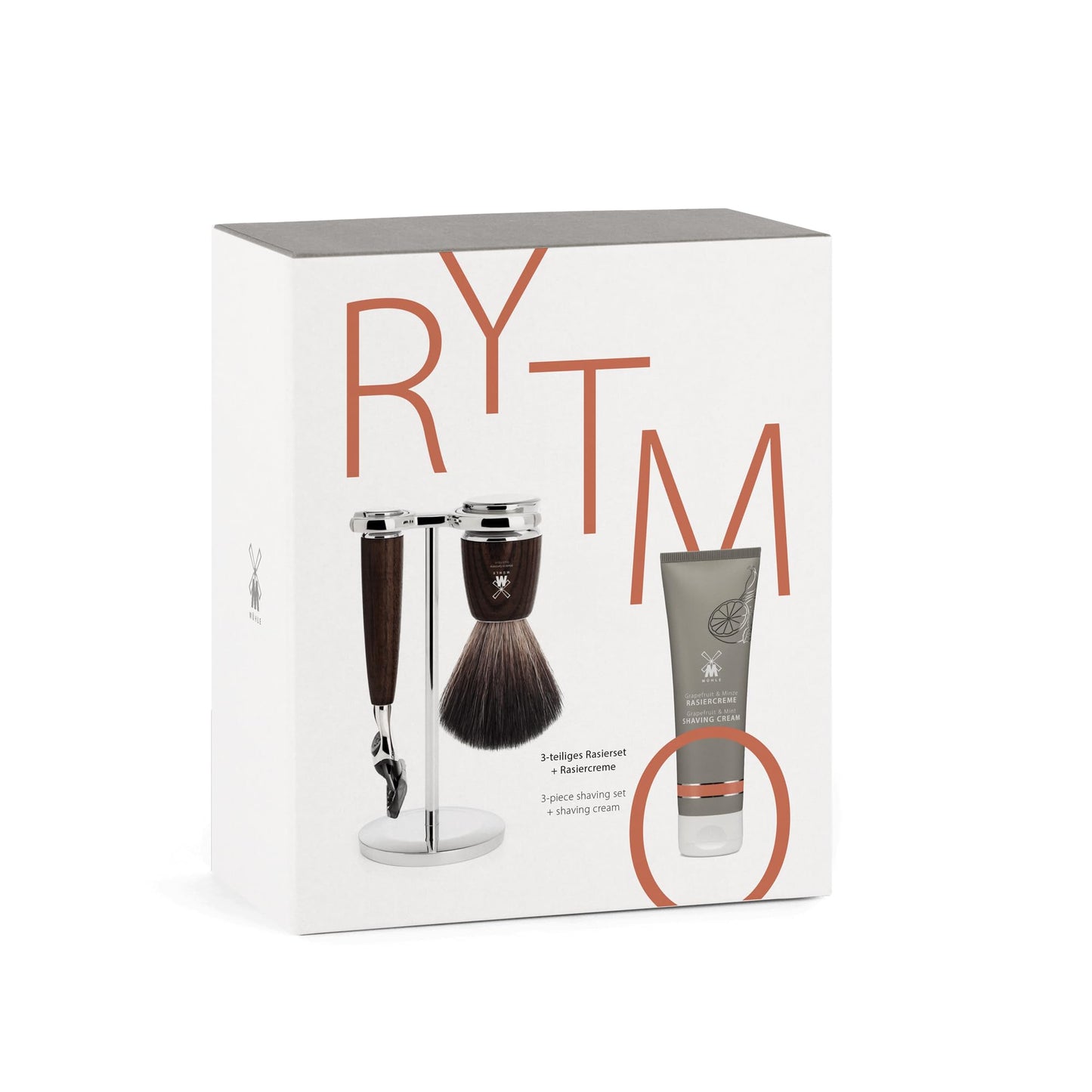 MÜHLE Gift Set: RYTMO Walnut Pure badger and Fusion razor Shaving Set - shave gift set including Grapefruit andMint Shaving cream Beauty and Personal Care MÜHLE