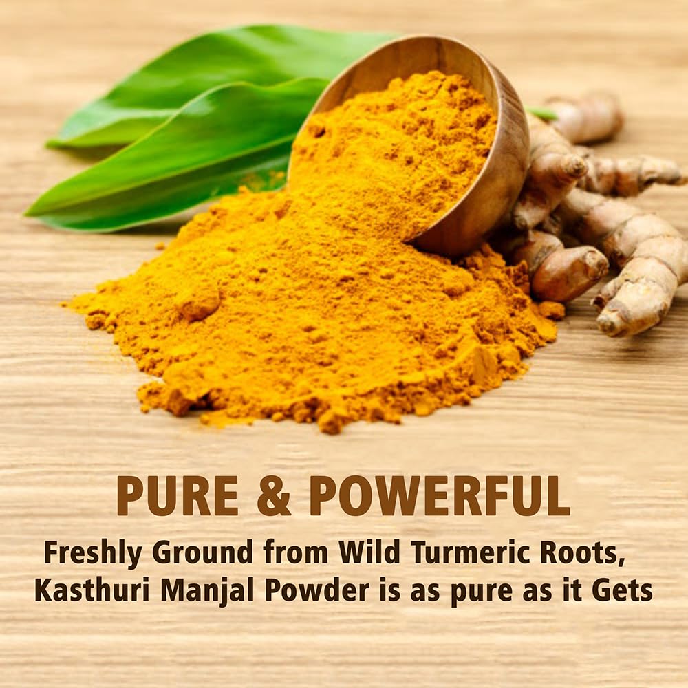 Kasthuri Manjal Powder for Skin and Face Care| Wild Turmeric powder | Curcuma Aromatica | Helps Acne skin (3.5 oz) Beauty & Personal Care Hebhac Herbs