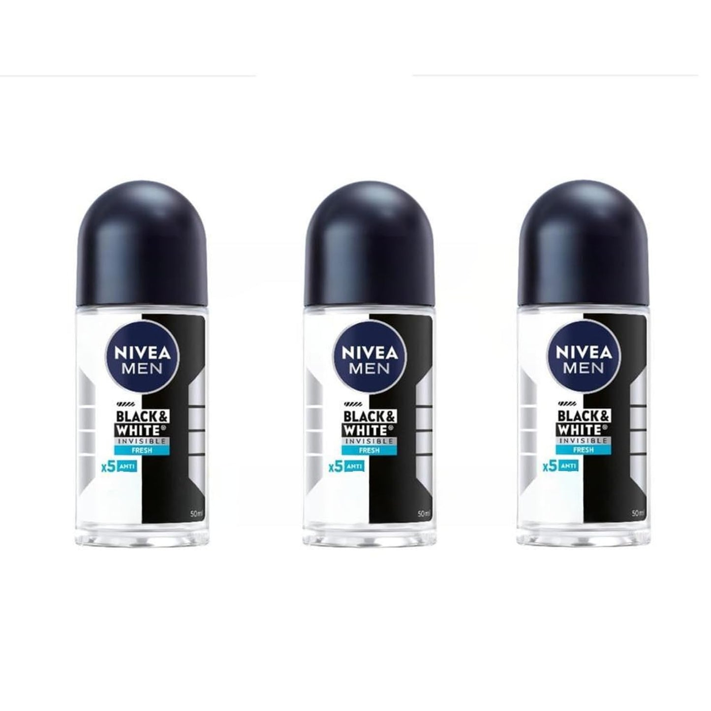 Nivea Men's Black & White Fresh Roll-On Deodorant - 1.69 fl oz - Pack of 3 Beauty and Personal Care NIVEA