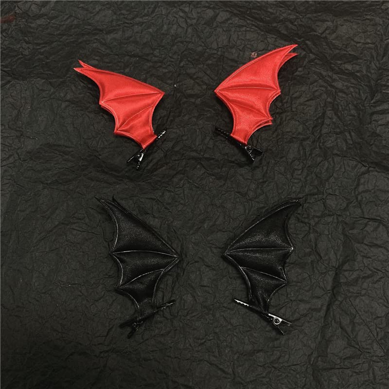 Red Devil Horn Hairpin Halloween Black Bat Hair Clips for Halloween Festive JHH33 (Black-Red Bat Wing) Beauty & Personal Care JustMyDress
