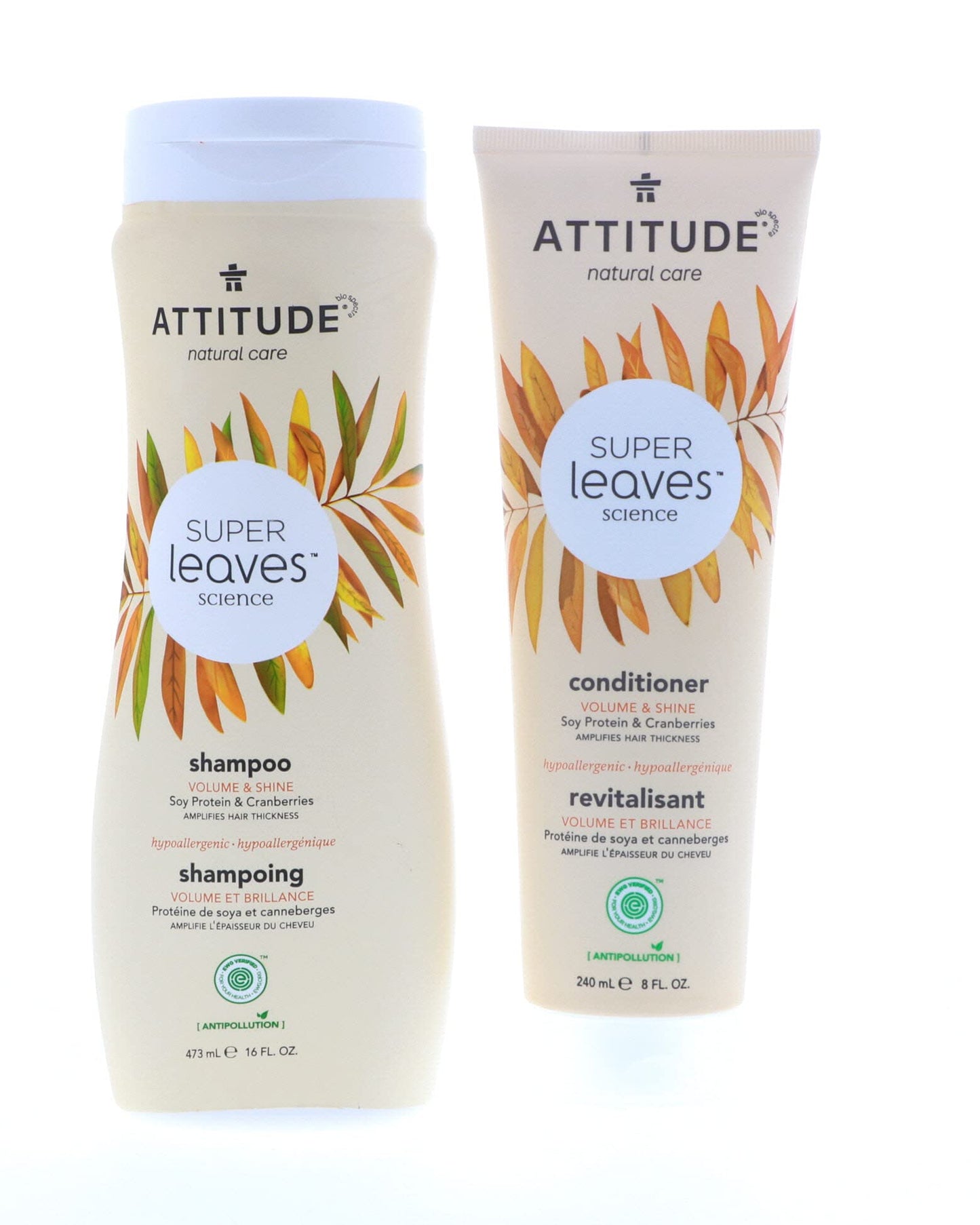 ATTITUDE Super Leaves Volume Shine Shampoo Conditioner- Soy Protein & Cranberries Bundle with Vitamin B5 Watercress Indian Cress, Raspberry, 16 Fl Oz Beauty & Personal Care ATTITUDE