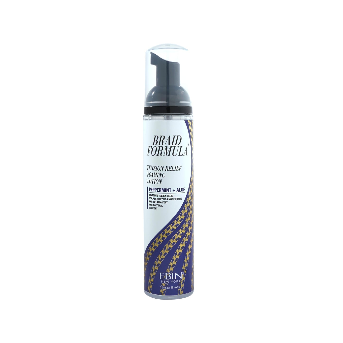 EBIN NEW YORK Braid Formula Tension Relief Foaming Lotion Peppermint & Aloe 3.38 fl. oz. 100ml Nourishing and Hydration, Style your Braids with Ease Beauty & Personal Care EBIN NEW YORK