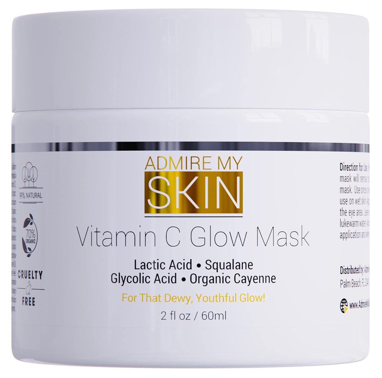 Vitamin C Mask for Face - Brightening Face Masks Skin Care Contains Glycolic Acid and Lactic Acid + Squalane Oil - Hydrating Beauty Face Mask Beauty & Personal Care Admire My Skin