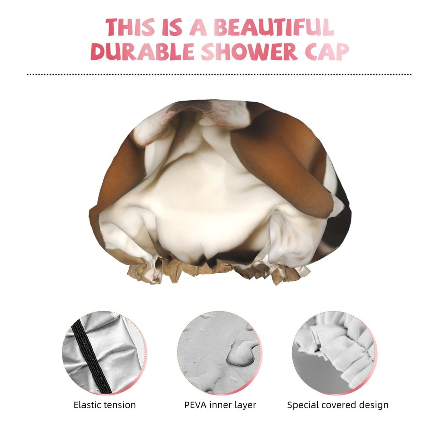 Basset Hound Shower Cap for Women Men Large Reusable Shower Bonnet Double-Layer Waterproof Bath Caps Elastic Band Hair Hat for All Hairstyles Beauty and Personal Care BWLHJKE