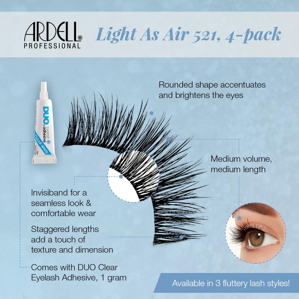 Ardell Light As Air 521 Lashes - Lightweight Natural False Eyelashes, Soft and Comfortable, 4 Pairs Beauty & Personal Care Ardell