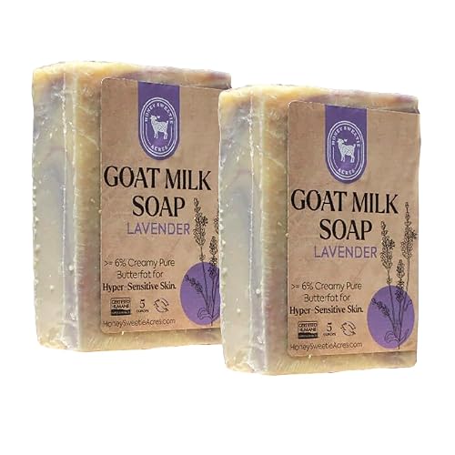 Honey Sweetie Acres 2-Pack Lavender Goat Milk Soap - Handmade 5 oz Bar, Made with Natural Ingredients, Moisturizing & Gentle, Made in the USA Beauty & Personal Care Honey Sweetie Acres