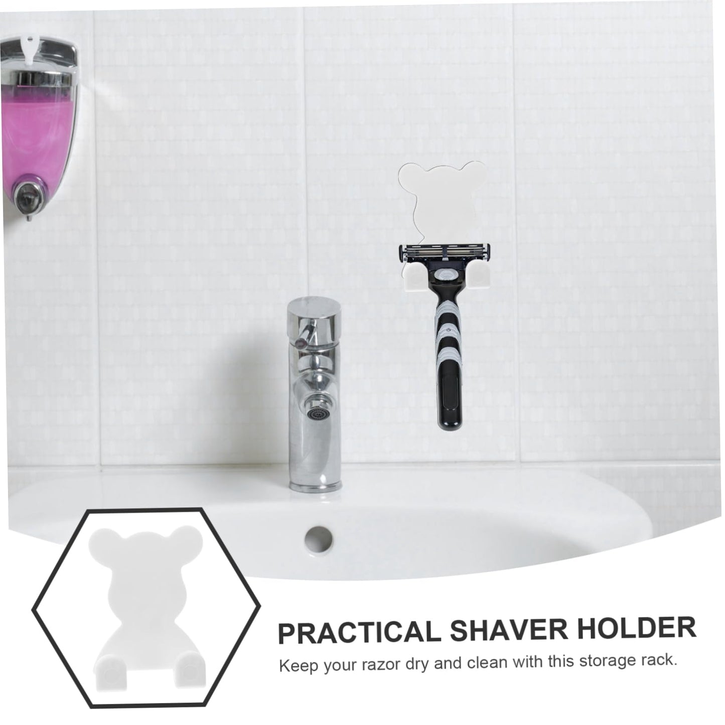 DOITOOL 2pcs shelfs Hooks shavers for Men Razors for Men Razor Brush Holder Stand Wall Mounted Holder Sticky Hook Bracket Shaving Brush Man Stainless Beauty and Personal Care DOITOOL