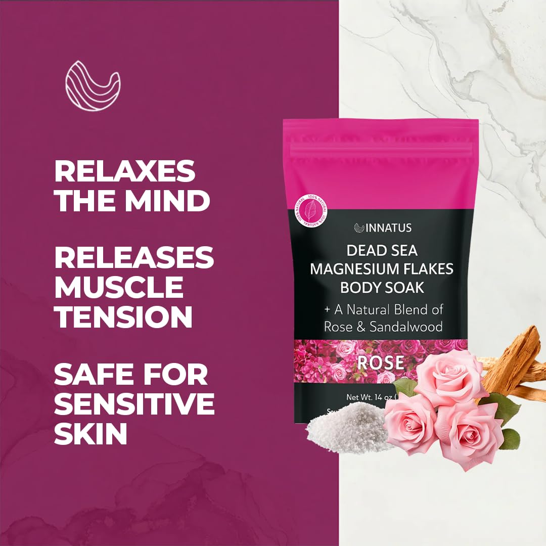 Pure Dead Sea Magnesium Flakes Clarity Soak - Relaxing & Replenishing 14oz Bath Soak - Infused with Infused with Natural Oils for Muscle Recovery Beauty and Personal Care INNATUS