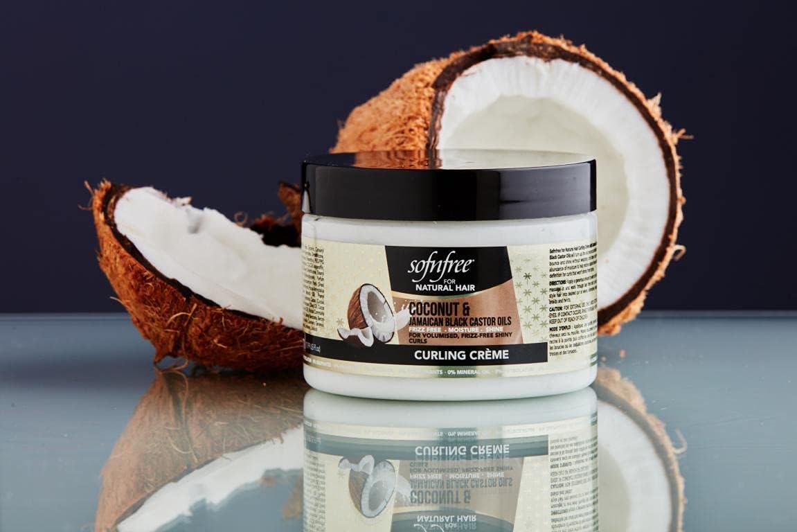 Sofn'free Coconut & Jamaican Black Castor Oil Curling Cream for Curly Hair, Frizz Free Moisture, Shine, and Volume for Textured Coils and Waves - 11 Beauty & Personal Care SOF N' FREE