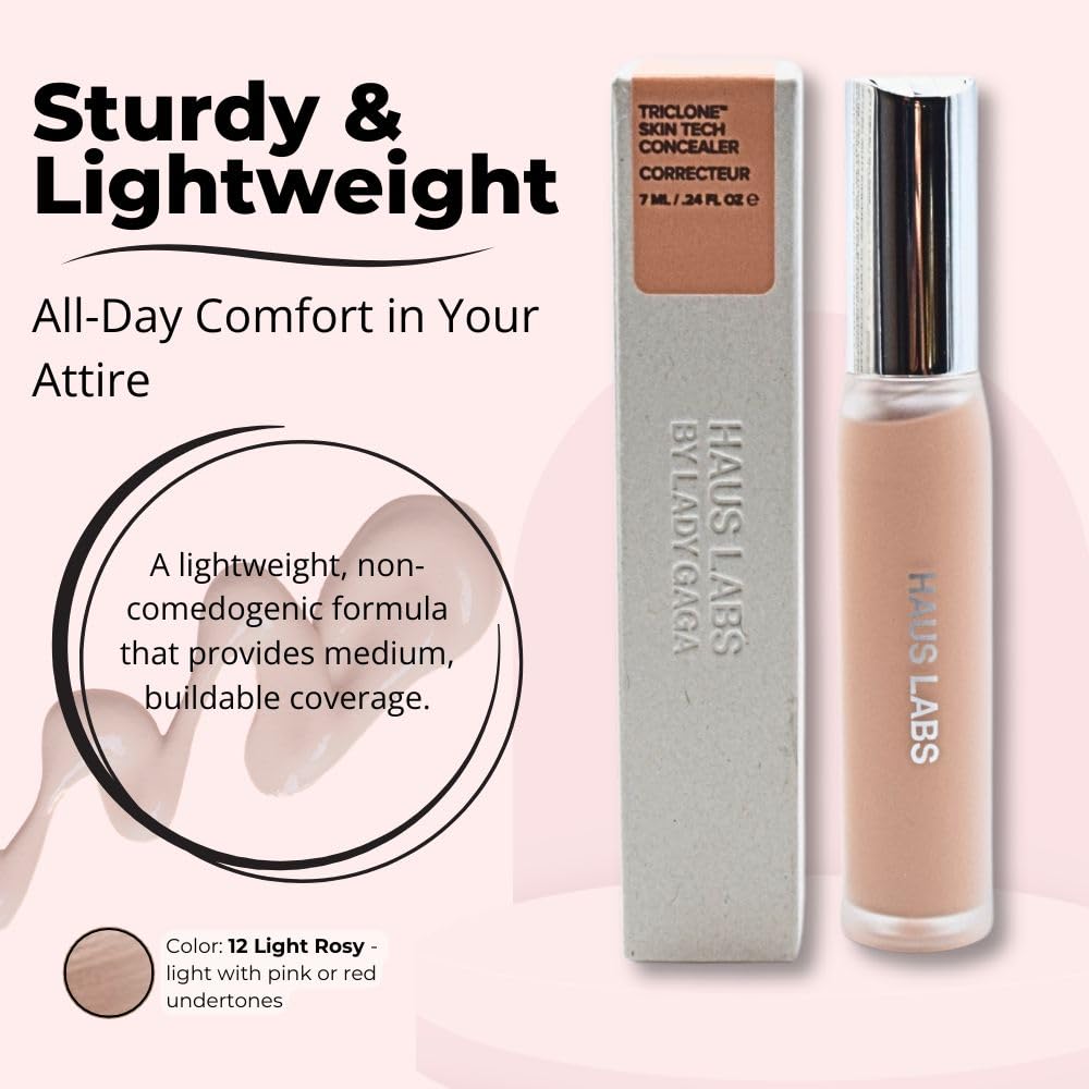 HAUS LABS BY LADY GAGA Triclone Skin Tech Hydrating + De-puffing Concealer with Fermented Arnica 12 Light Rosy