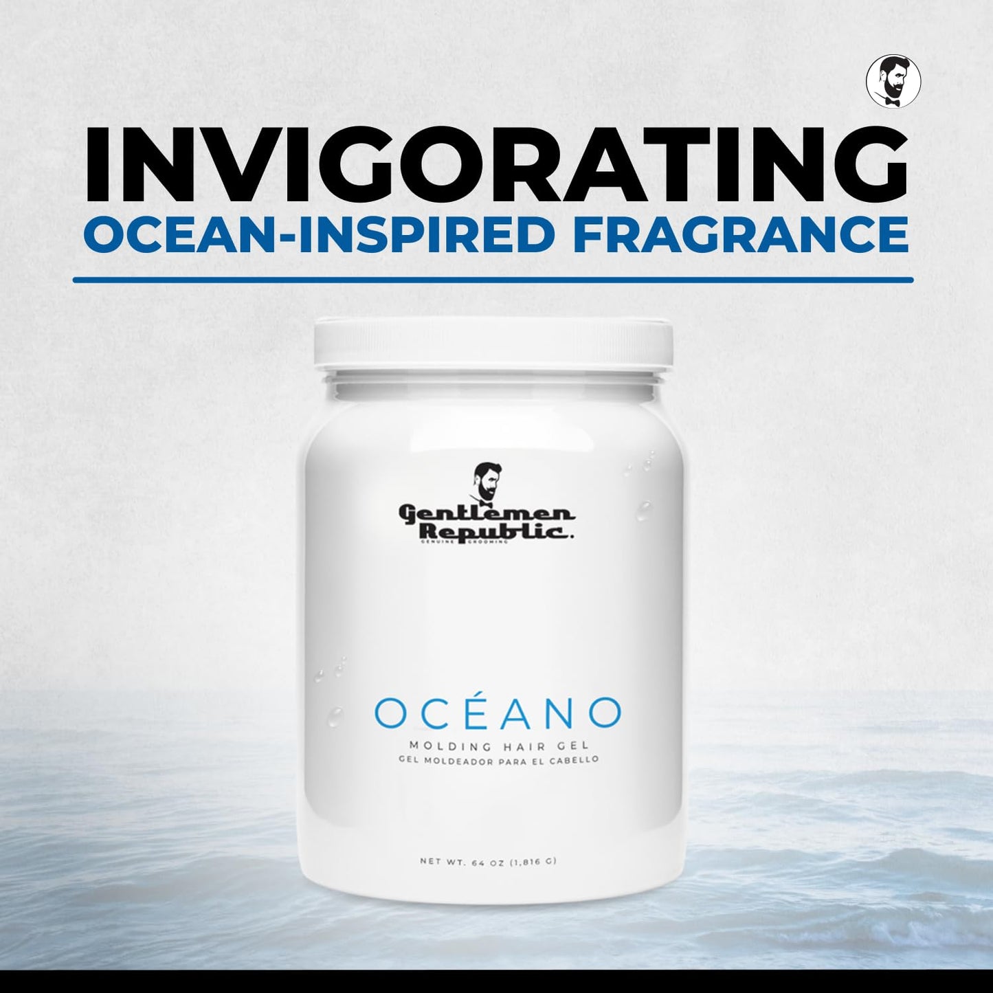 Gentlemen Republic Oceano Men's Hair Gel 32oz W/Pump - Strong Touchable Hold and High Shine Styling Gel for Hair, 100% Alcohol-Free Professional Beauty & Personal Care Gentlemen Republic