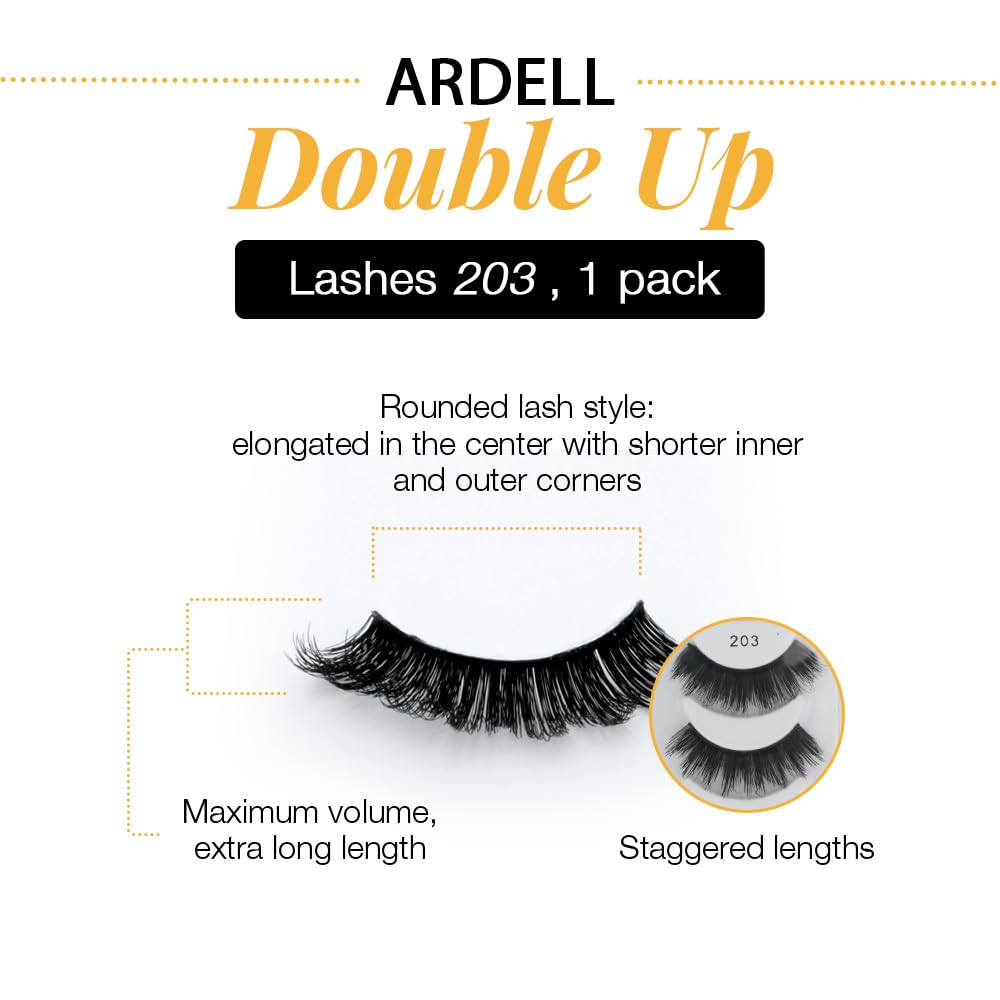 Ardell False Eyelashes Double Up 203 - Dramatic Volume, Long & Full Strip Lashes, Reusable Fake Lashes, 1 Pack Beauty & Personal Care Ardell