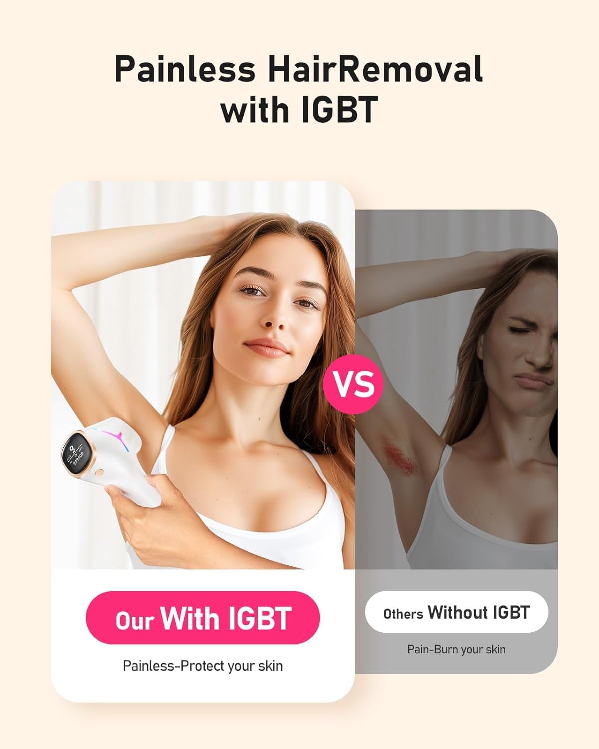 Laser Hair Removal for Women and Men, At-Home IPL Hair Removal Device with 5.2 cm² Treatment Window, Nearly Painless, Visible Results in 2 Weeks, Full Beauty and Personal Care LYSMOSKI