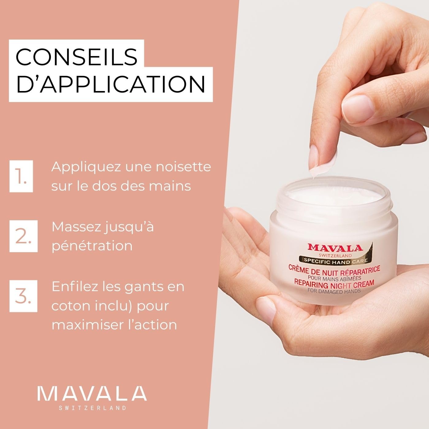 MAVALA Repairing Night Cream for Hands| Dry hands Treatment | Cracked Hands Repair| Overnight Hand Moisturizer | 30 Day Treatment | Moisturizing Beauty & Personal Care MAVALA