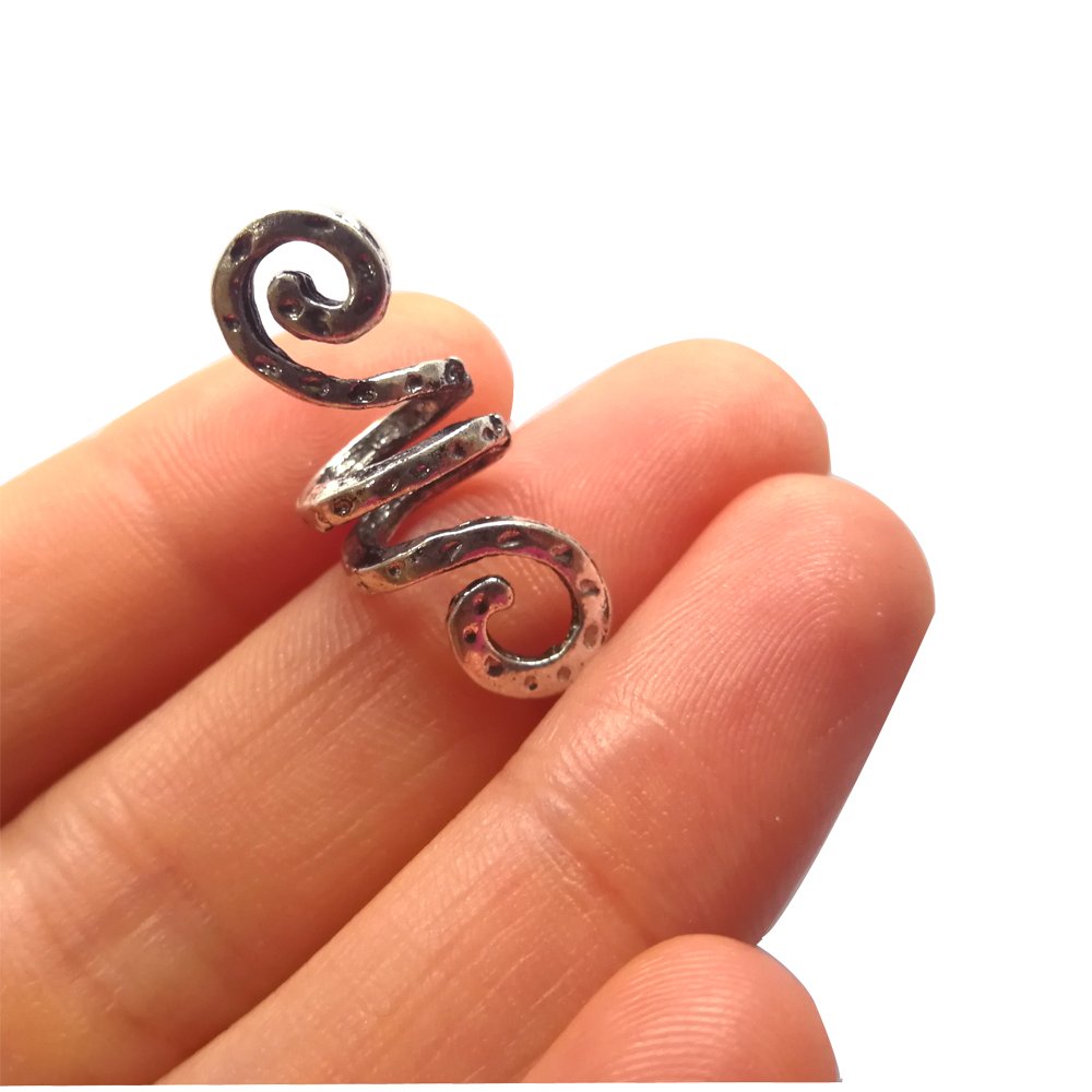 LQQQL Vikings Spiral Hair Beads Rings - Dreadlock Accessories, Norse Hair Coils & Pendants for Braids, Beards, Bracelets DIY (3 Small pcs) Beauty & Personal Care LQQQL