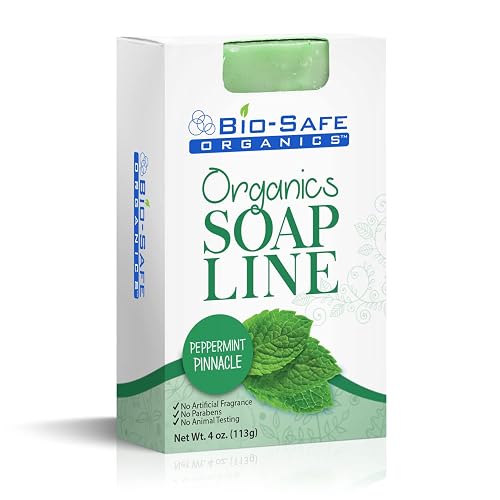 Bio-Safe Organics Natural Organic Handmade Peppermint Pinnacle Soap 100% Handmade Organic Soap Exfoliating Soap Bar All Natural Soap Bar Moisturizing Beauty & Personal Care Bio-Safe Organics