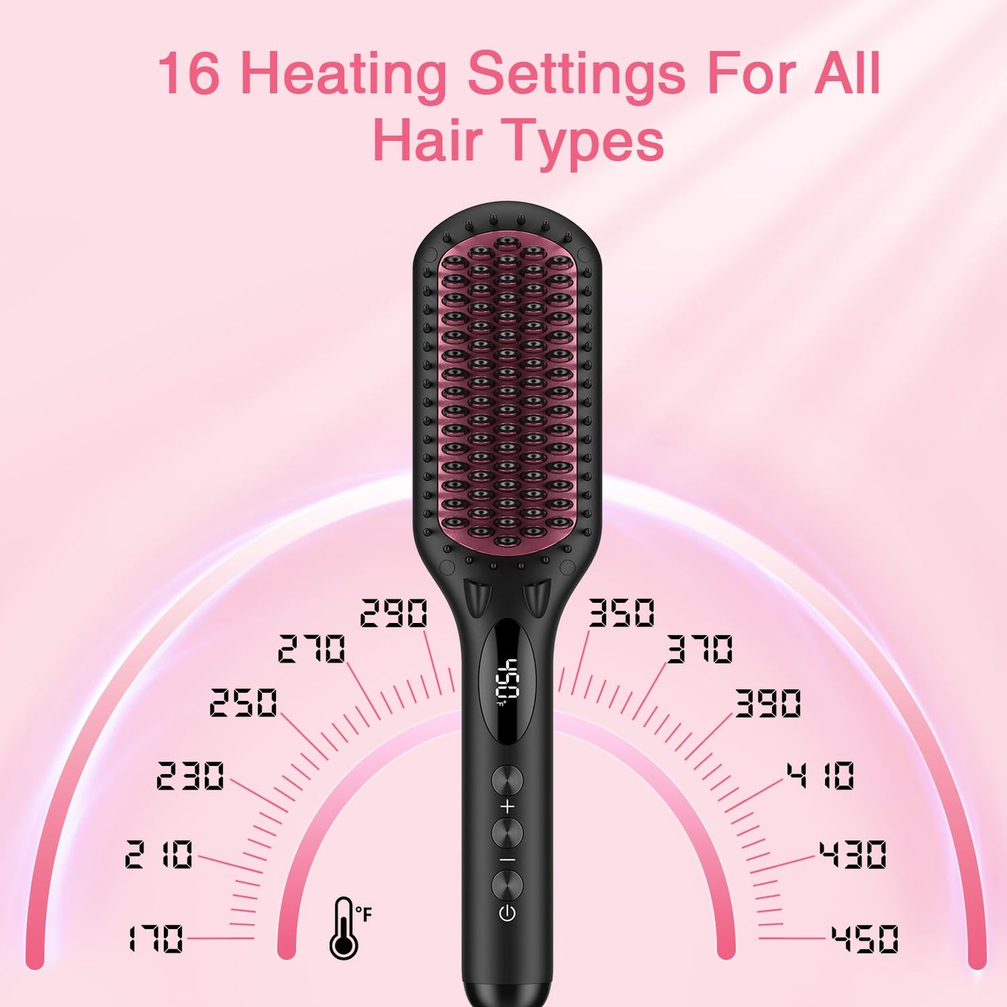 Enhanced Ceramic Hair Straightener Brush by MiroPure, 2-in-1 Ionic Straightening Brush with Anti-Scald Feature, Auto Temperature Lock & Auto-Off Beauty & Personal Care MiroPure