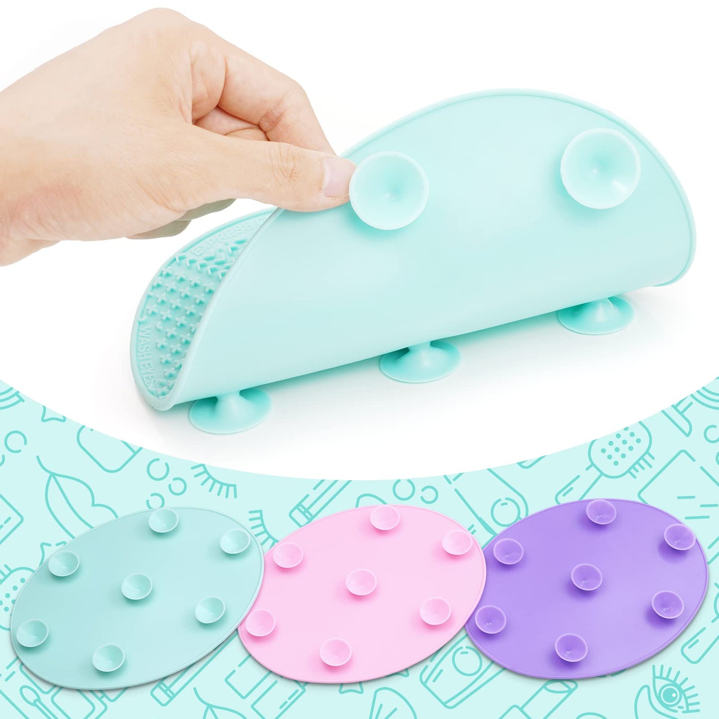 Ranphykx Makeup Brush Cleaner Mat, Silicone, Big Size, Green, Cleaning Pad with Suction Cup, Make Up Brush Cleaner Beauty & Personal Care Ranphykx