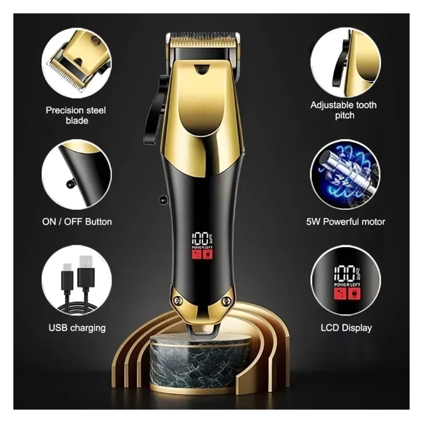 USB Rechargeable Men's Hair Clippers 3-Piece Set Professional Oil Head & Detail Electric Trimmers, Ideal Grooming Kit for Home Use(Coordinates) Beauty and Personal Care HPNZNNVW