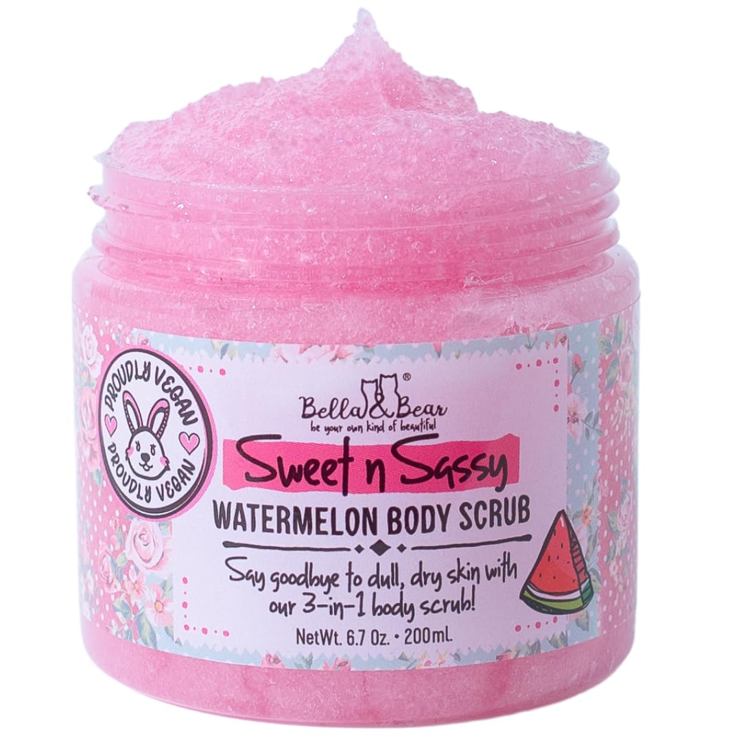 Bella & Bear Sweet 'n' Sassy Watermelon Mega Bath & Body Gift Set with Foaming Shower Gel & Bubble Bath, Bath Milk, Body Scrub & Lip Scrub and Lip Beauty and Personal Care Bella and Bear