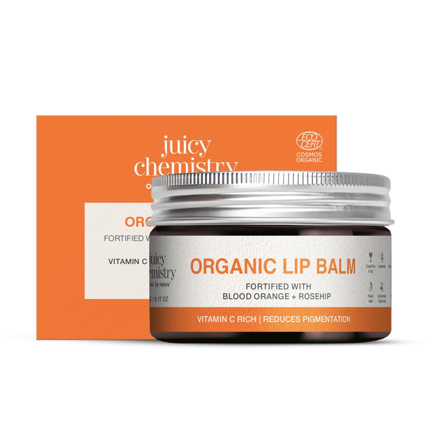 Juicy Chemistry Blood Orange & Rosehip Organic Lip Balm For PiGmented & Chapped Lips, 5 Gm Beauty and Personal Care Juicy Chemistry