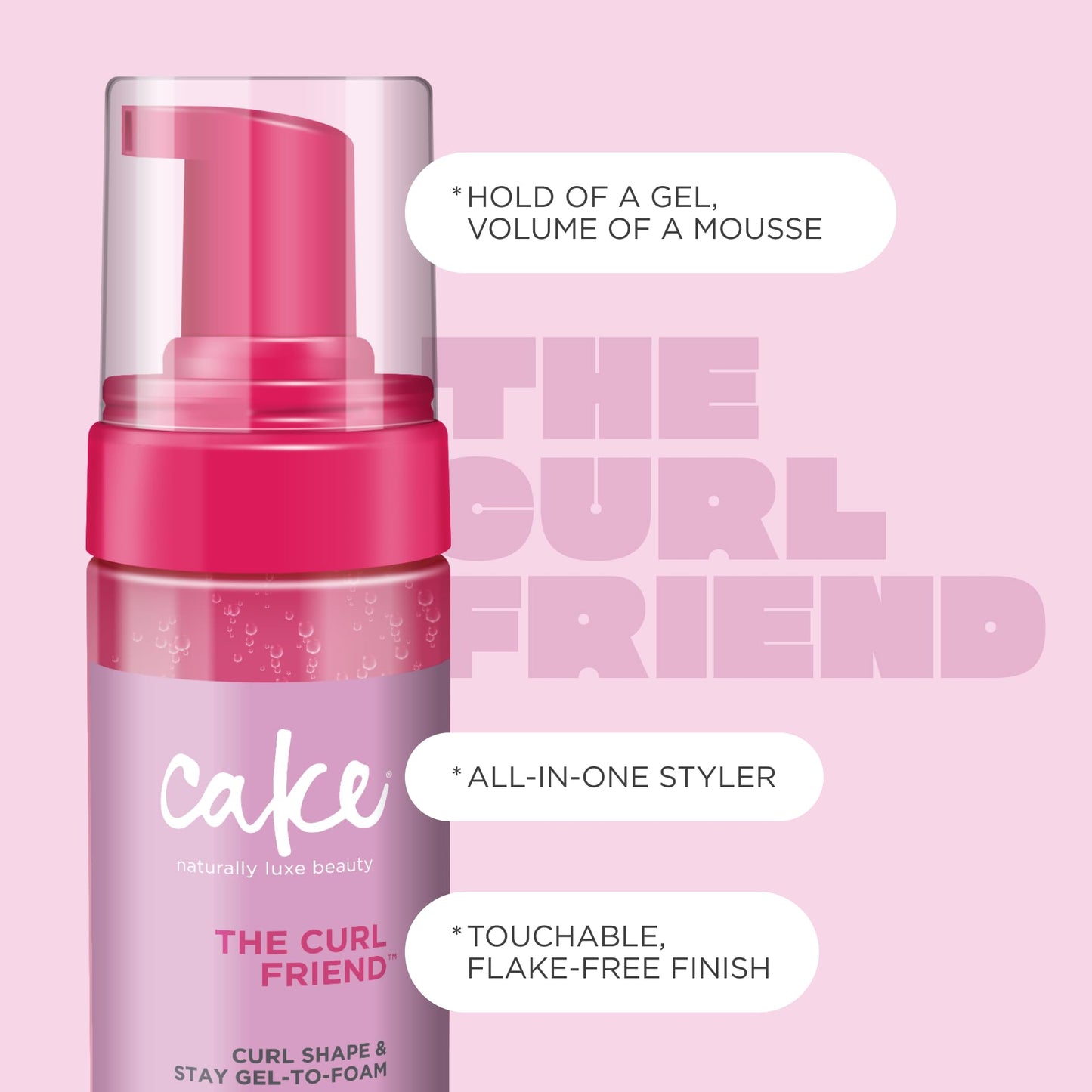 Cake Beauty Gel-to-Foam Curl Styler, The Curl Friend - High Hold & Definition - Frizz Protection- Infused with Coconut Oil & Shea Butter - For Curly Beauty & Personal Care Cake Beauty