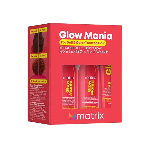 Matrix Glow Mania Mini Trial Kit - Enhances Shine and Moisturizes, Preserves and Protects Color Vibrancy, For Dull and Color-Treated Hair Beauty & Personal Care MATRIX