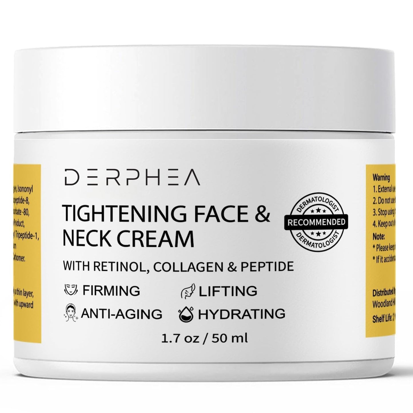 DERPHEA Neck Tightening Cream, Neck Firming Cream For Tightening and Firming, Fine lines, Loose & Sagging On Face, Decollete & Other Skin Areas - 1.7 Beauty & Personal Care DERPHEA