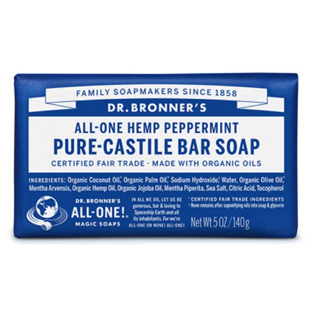 Dr. Bronner’s - Pure-Castile Bar Soap (Peppermint, 5 ounce, 8-Pack) - Made with Organic Oils, For Face, Body and Hair, Gentle and Moisturizing Beauty & Personal Care Dr. Bronner's