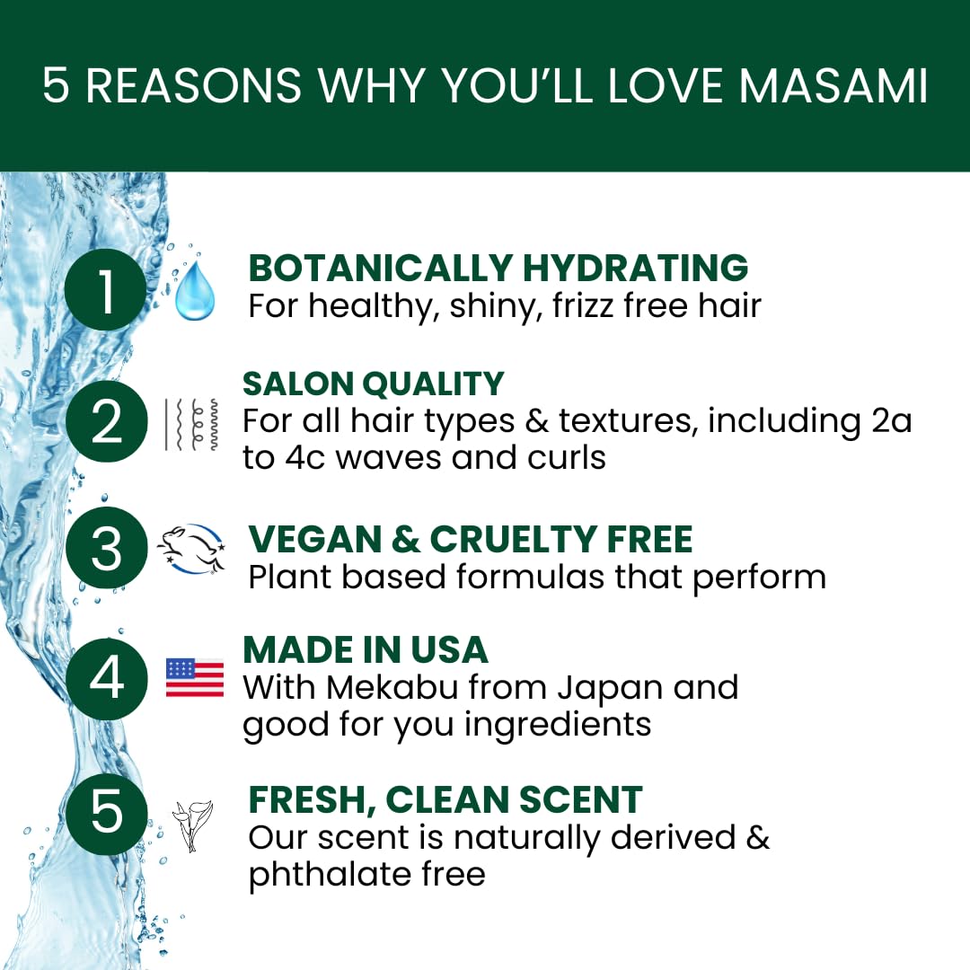 MASAMI Mekabu Hydrating Shine Serum | Sulfate Free | Paraben Free | Phthalate Free | Cruelty Free | Vegan | Salon Quality | Color Safe Beauty & Personal Care MASAMI