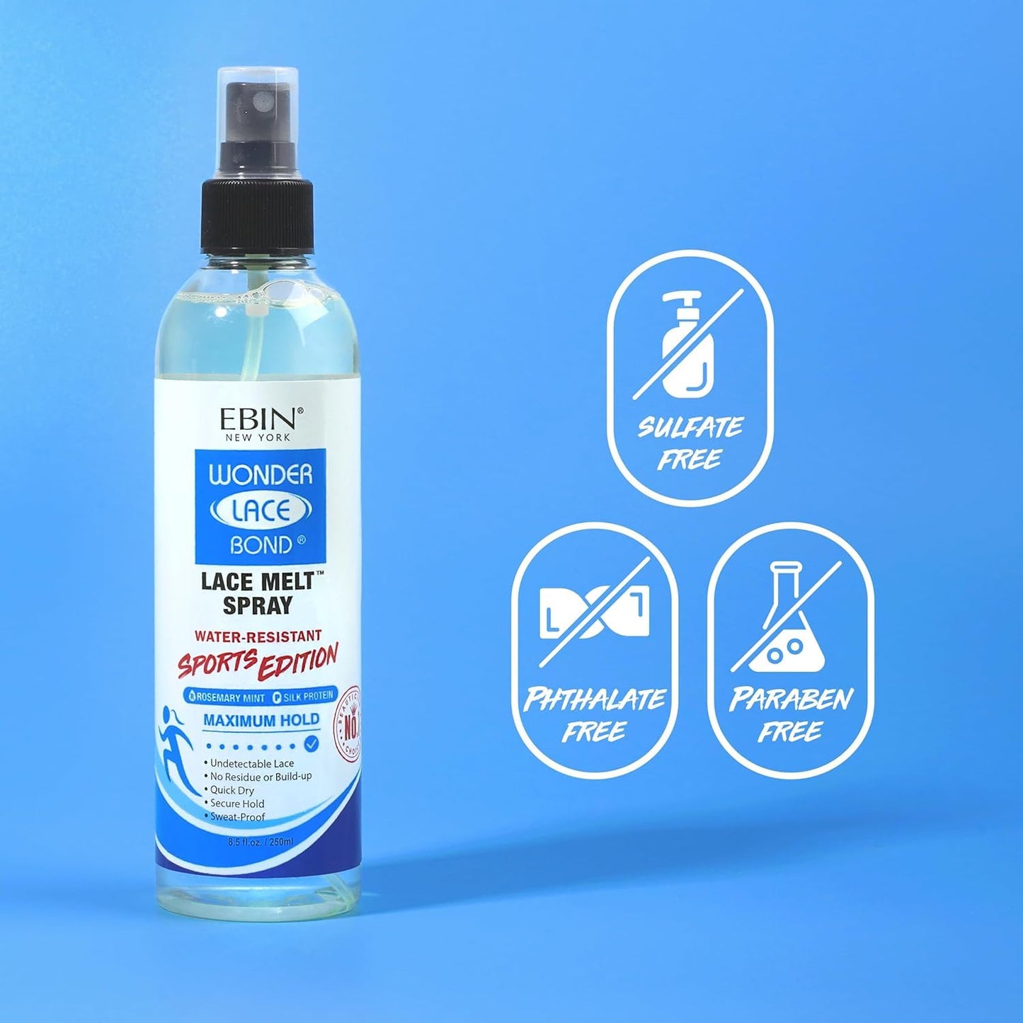 EBIN NEW YORK Wonder Lace Bond Melt Spray 8 Fl Oz Sports Edition - Melting Spray for Lace Wigs with Strong Hold - Rosemary Mint for Scalp Comfort Beauty & Personal Care EBIN NEW YORK