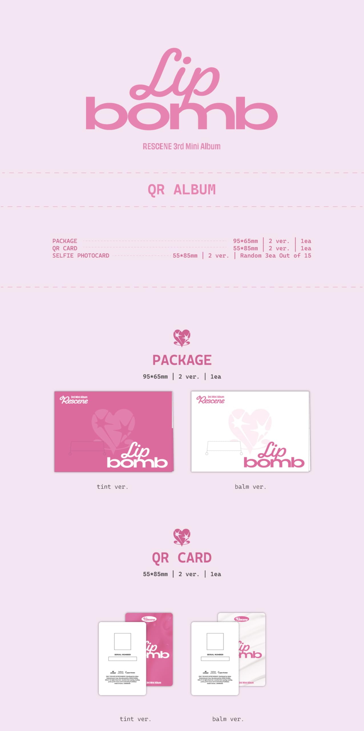 RESCENE lip bomb 3rd Mini Album Full 5 Version Set lip balmQR+photocard Set(balm+tint)+Standard Set(balm+tint)+Tracking Sealed Beauty and Personal Care valueflag