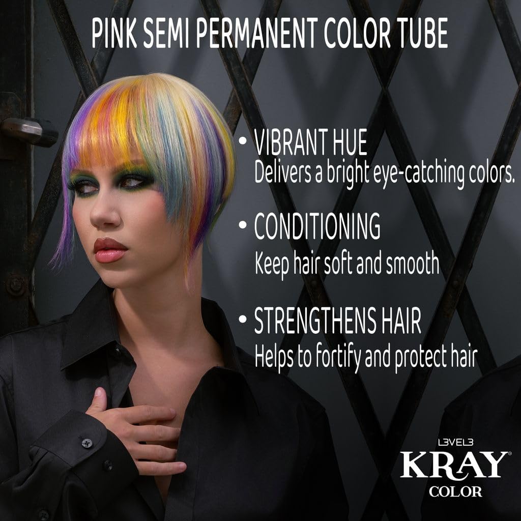 L3 - Level 3 Kray Semi Permanent Hair Color - Semi Permanent Hair Dye with Aloe Vera - Pink Beauty & Personal Care L3