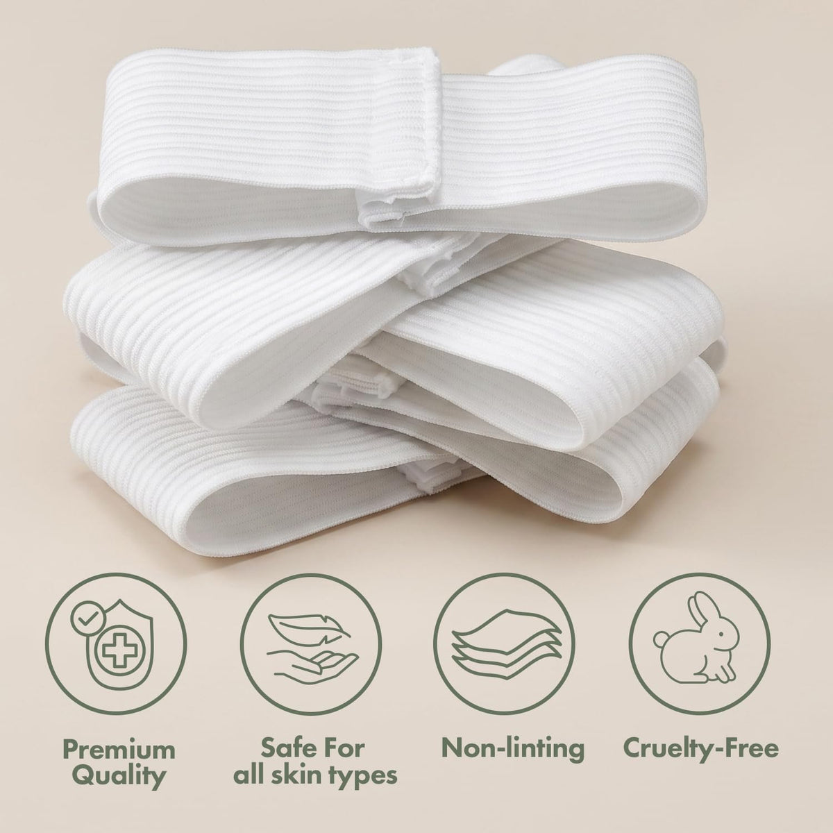 Intrinsics Disposable Headbands For Spa (48 Count) - 2.5” x 15” Stretchable Cotton Facial Headbands with Velcro Closure | For Facials, Makeup & Salon