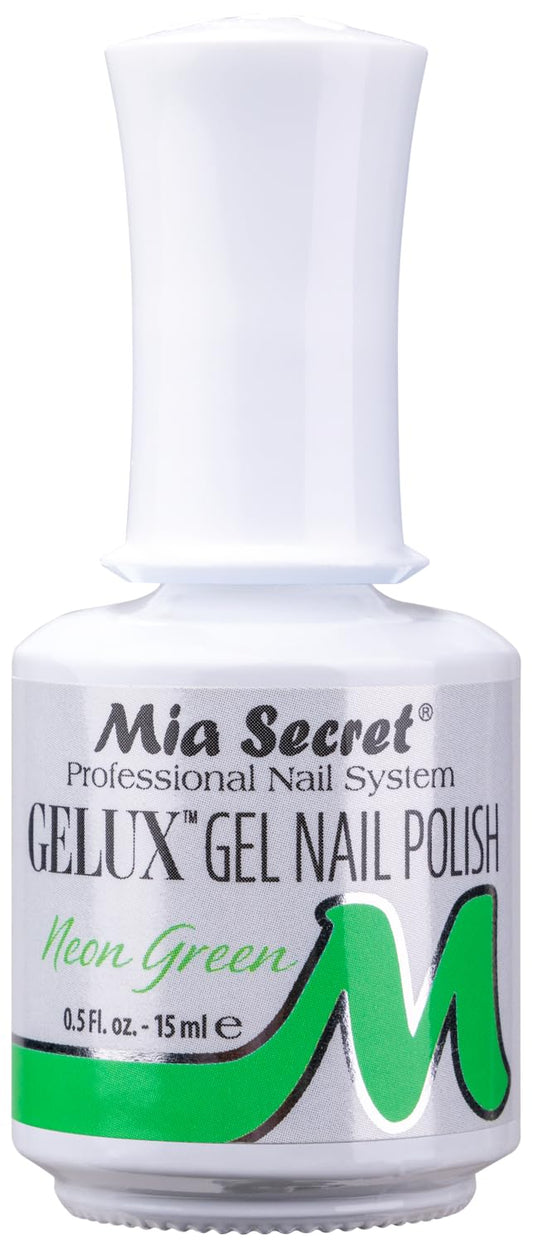Mia Secret Gelux Soak-off gel nail polish color Neon Green - Gel polish cured with nail lamp - Esmaltes para uñas en gel de larga duración para