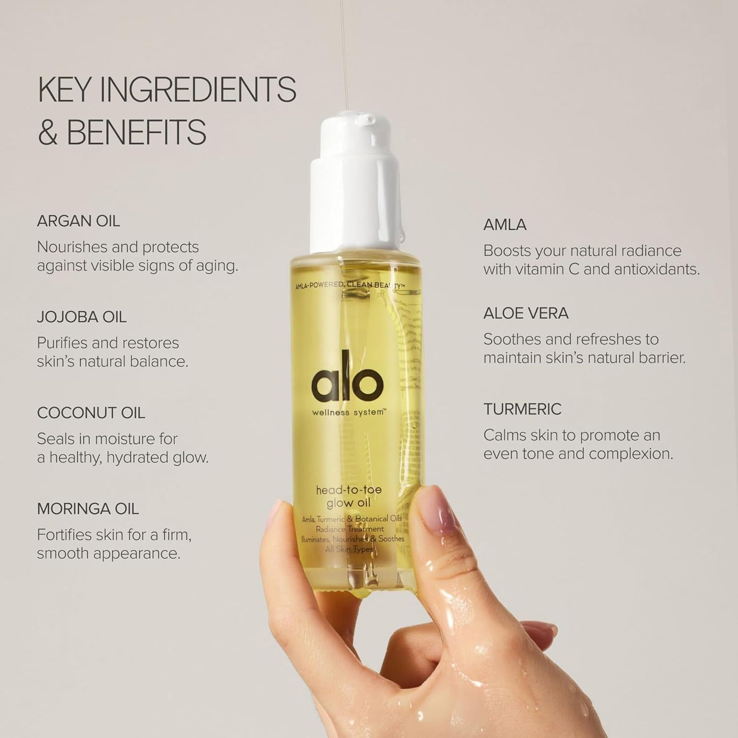 ALO Head-to-Toe Glow Oil | Glow-Boosting Natural Dry Body Oil | Jojoba, Amla, Aloe & Vitamin E | Hydrates & Nourishes Skin | Citrus Scent | 3.2 Oz Beauty & Personal Care Alo