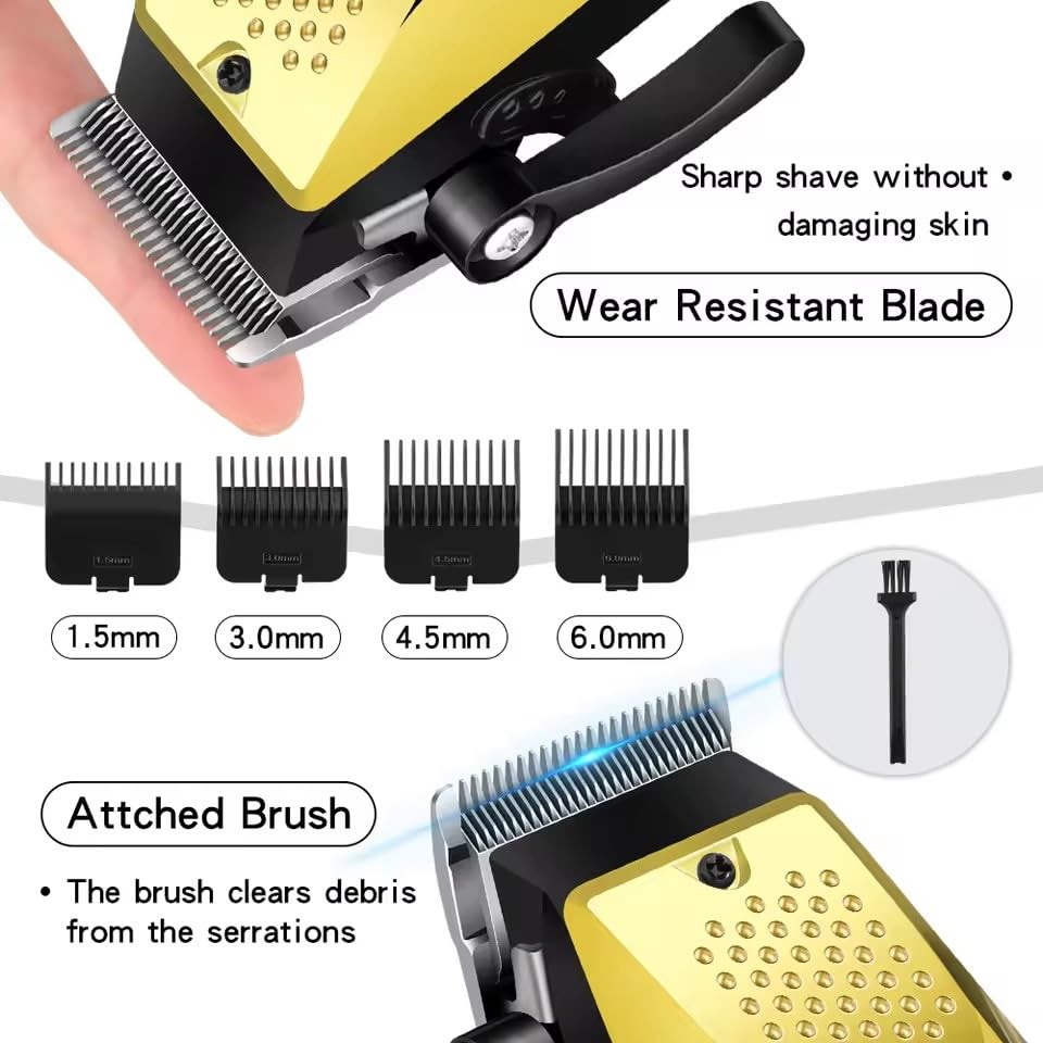 Professional Hair Clippers Set for Men Electric Cordless Trimmer with LED Digital Display and 7 Guide Combs Barber-Grade Cutting Machine Stainless Beauty and Personal Care GLESVOWIO