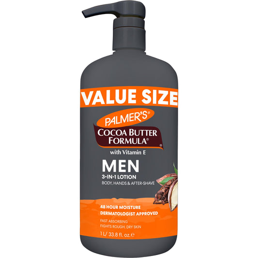Palmer's Cocoa Butter Formula Men's Face Moisturizer & Body Lotion for Dry Skin, 33.8 oz, 3-in-1 Fast Absorbing Lotion for Men, 48-Hr Hydration Beauty & Personal Care Palmer's