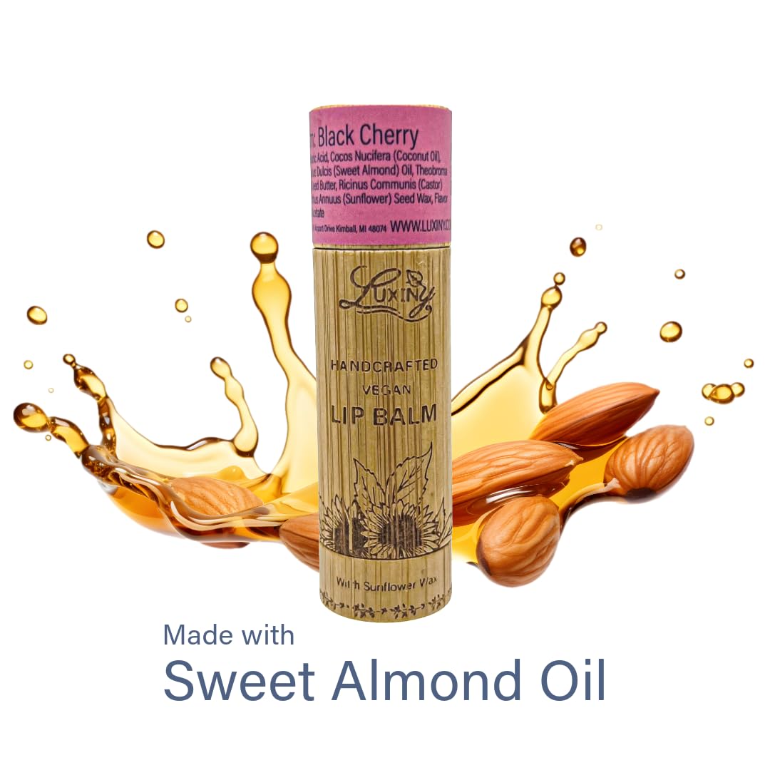 Luxiny Lip Balm in a Bamboo Tube, Vegan Natural Moisturizing, with Sunflower Wax and Vitamin E (Black Cherry) Beauty and Personal Care Luxiny