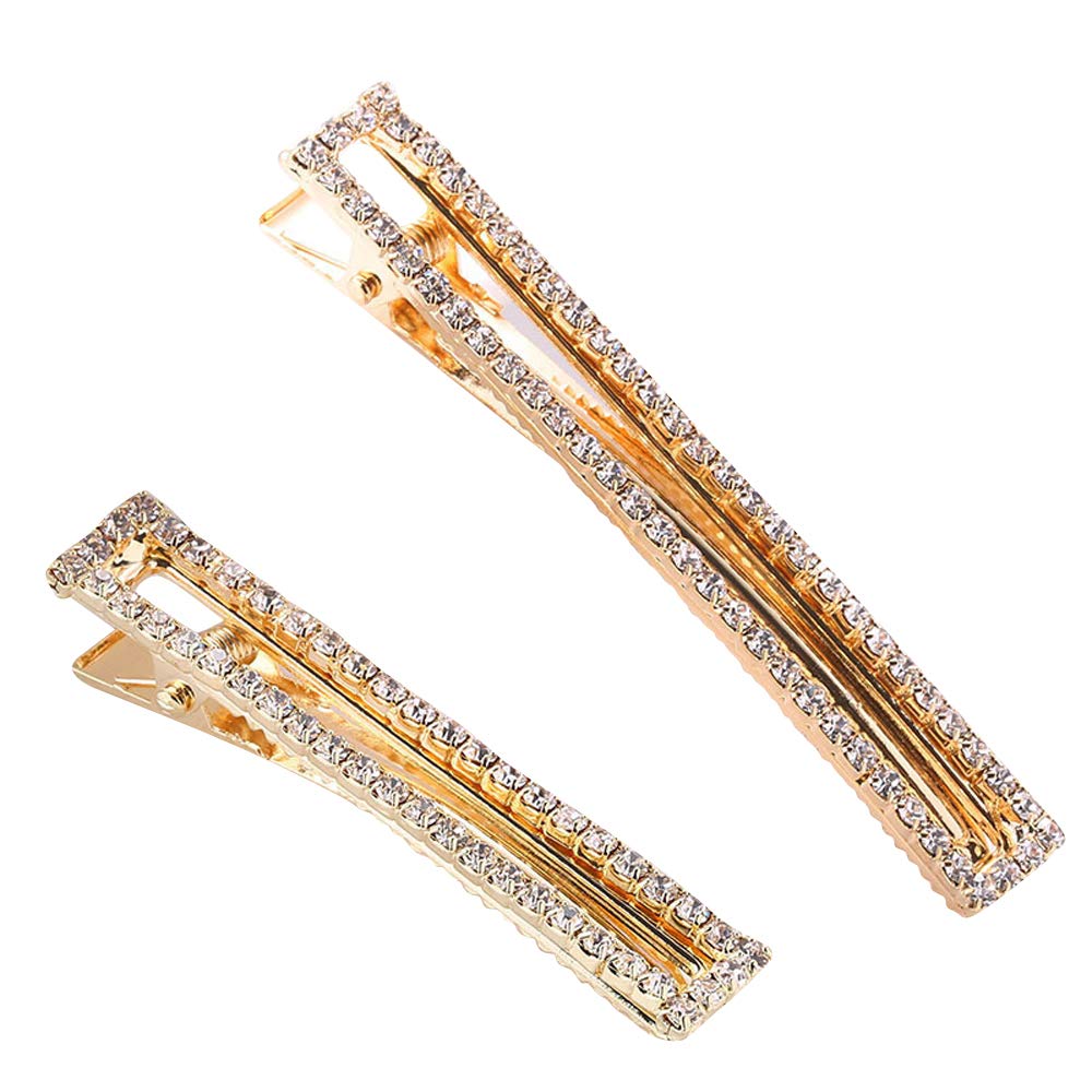 Gold & Silver Crystal Metal Alligator & Duckbill Hair Clips - Rhinestone Stylish Barrettes with Teeth - Hair Pins & Bobby Pins - Slide for Women Beauty & Personal Care DAONACO