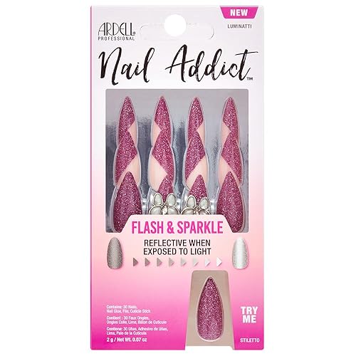 Ardell Press On Nails Stiletto, Flash & Sparkle - Luminatti Style Fake Nail, Glue on Nails, Nail Kit, 1 Pack Beauty & Personal Care Ardell