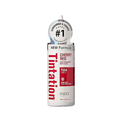 Red by Kiss Tintation Semi-Permanent Hair Color, Aloe Vera Water Based, Argan Oil, Olive Oil, Collagen & Keratin, Long-Lasting Color Dye (Cherry Red Beauty & Personal Care Red by Kiss