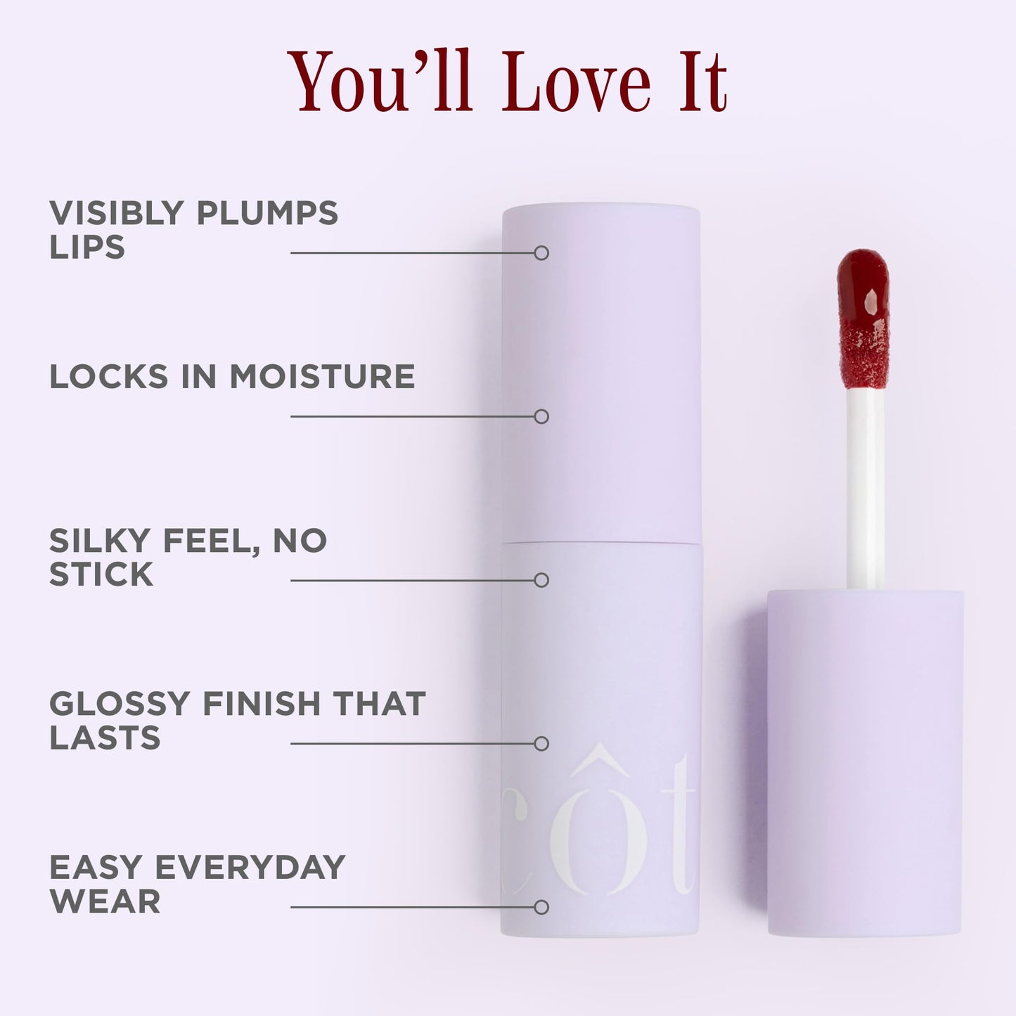 Cote Beauty's Tempted Peptide Lip Shine, Ultra Hydrating & Long-Lasting Warm Berry Plumping Lip Gloss for Women with Hyaluronic Acid, Shea Butter & Beauty & Personal Care Cote Shop