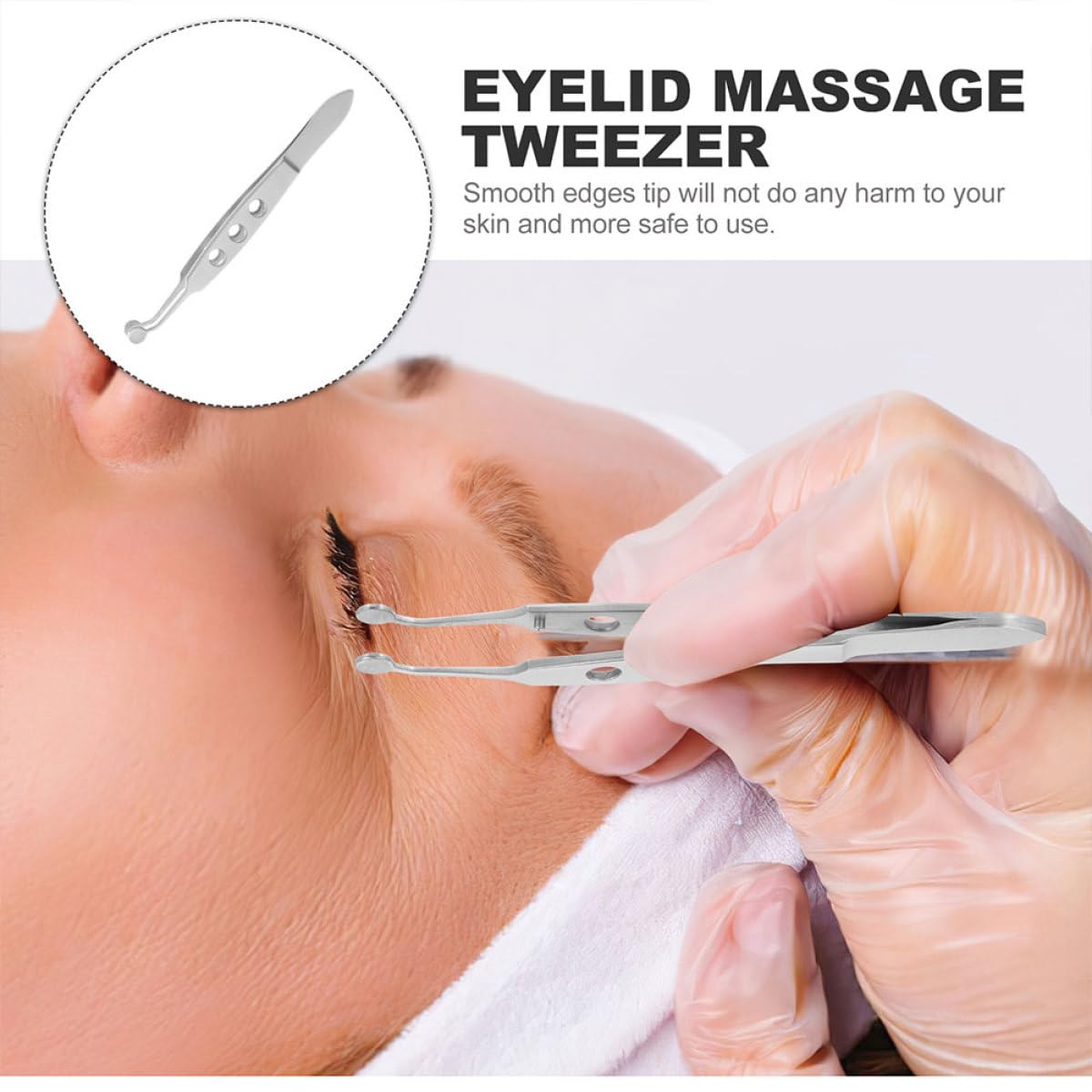 FRCOLOR Stainless Steel Meibomian Gland Expressor Eyelid Forceps Small round Head 3.5x3.5mm for Eye Oil Extraction and Eyelid Massage Women’s Beauty Beauty and Personal Care FRCOLOR