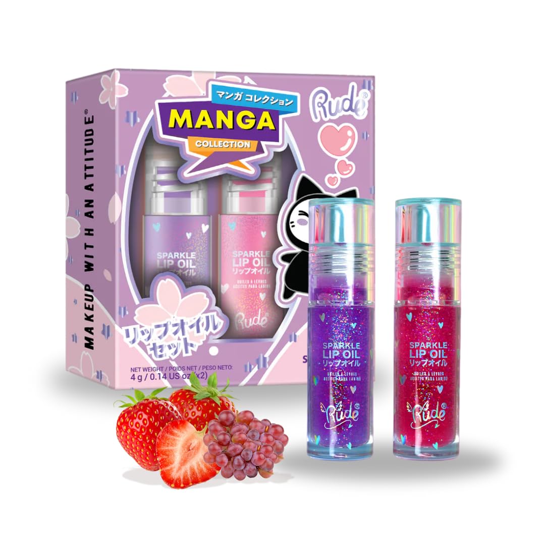 RUDE Cosmetics Lip Oil for Women, Hydrating Lip Gloss Oil Set, Lightweight & Nourishing, Moisturizing Care with a Glossy Finish, Ideal for On-the-Go Beauty & Personal Care RUDE