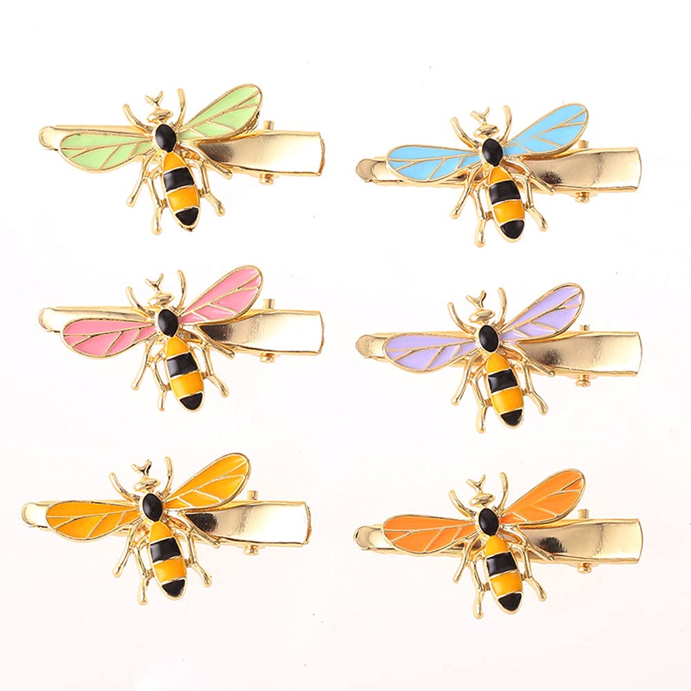 6Pcs Exquisite Cute Metal Bee Alligator Hair Clips Barrettes Honeybee Hair Side Clip Bride Bridesmaid Hair Jewelry Accessories for Women Teen Girls Beauty & Personal Care luzen